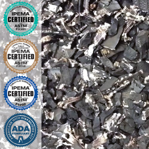 Natural Black Rubber Mulch with Certifications Natural Black Rubber Mulch