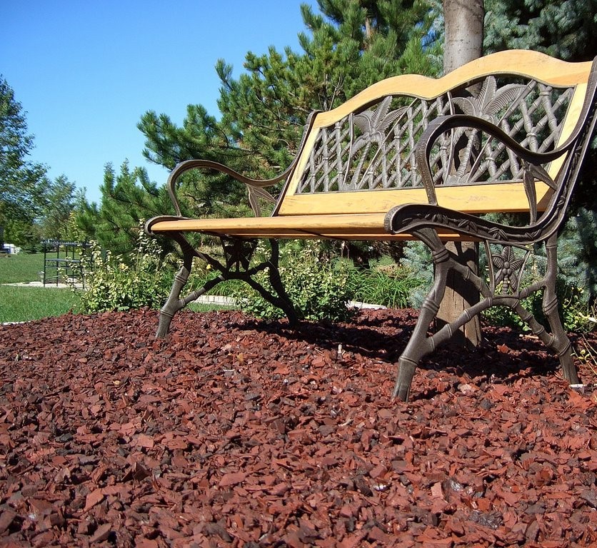 Bench with Rustic Redwood Rubber Mulch Bench with Rustic Redwood Rubber Mulch